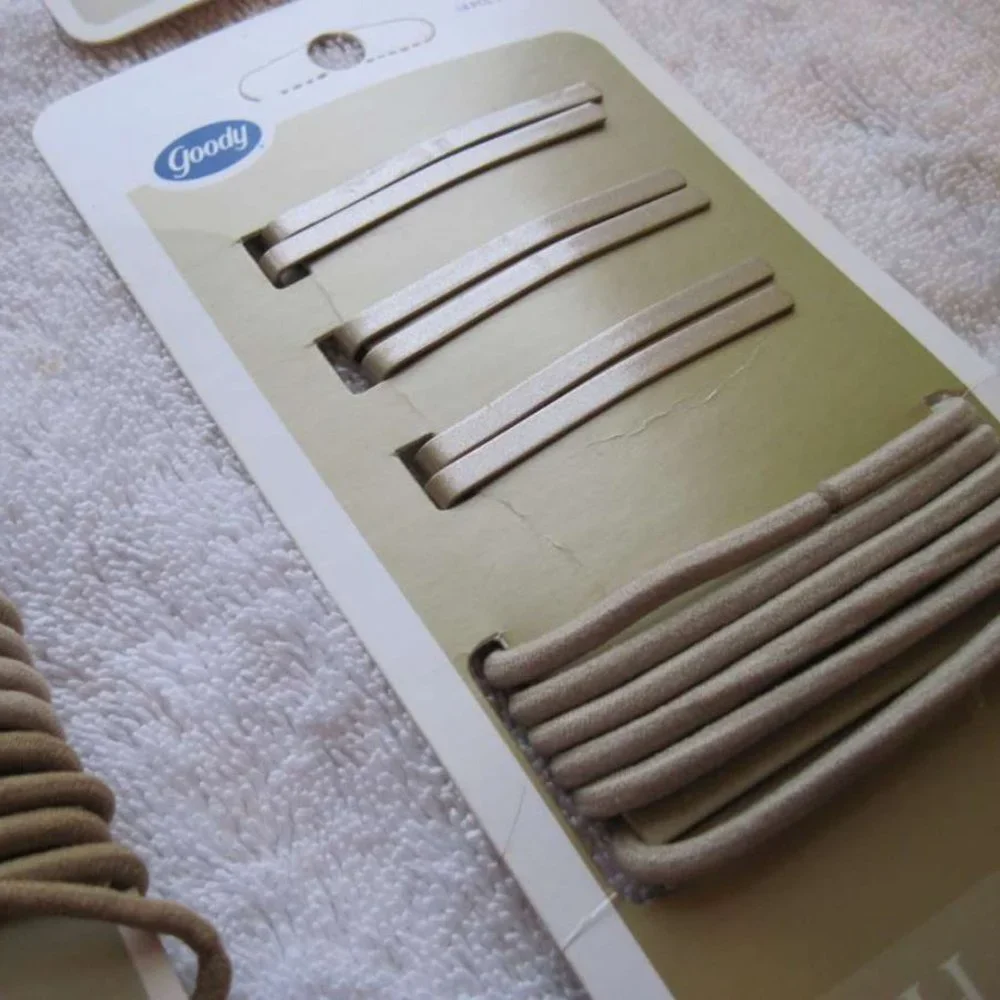 Goody Shades of Blonde Flat Metal Bobby Slide Hair Pins Bobbies Old Aged Elastic